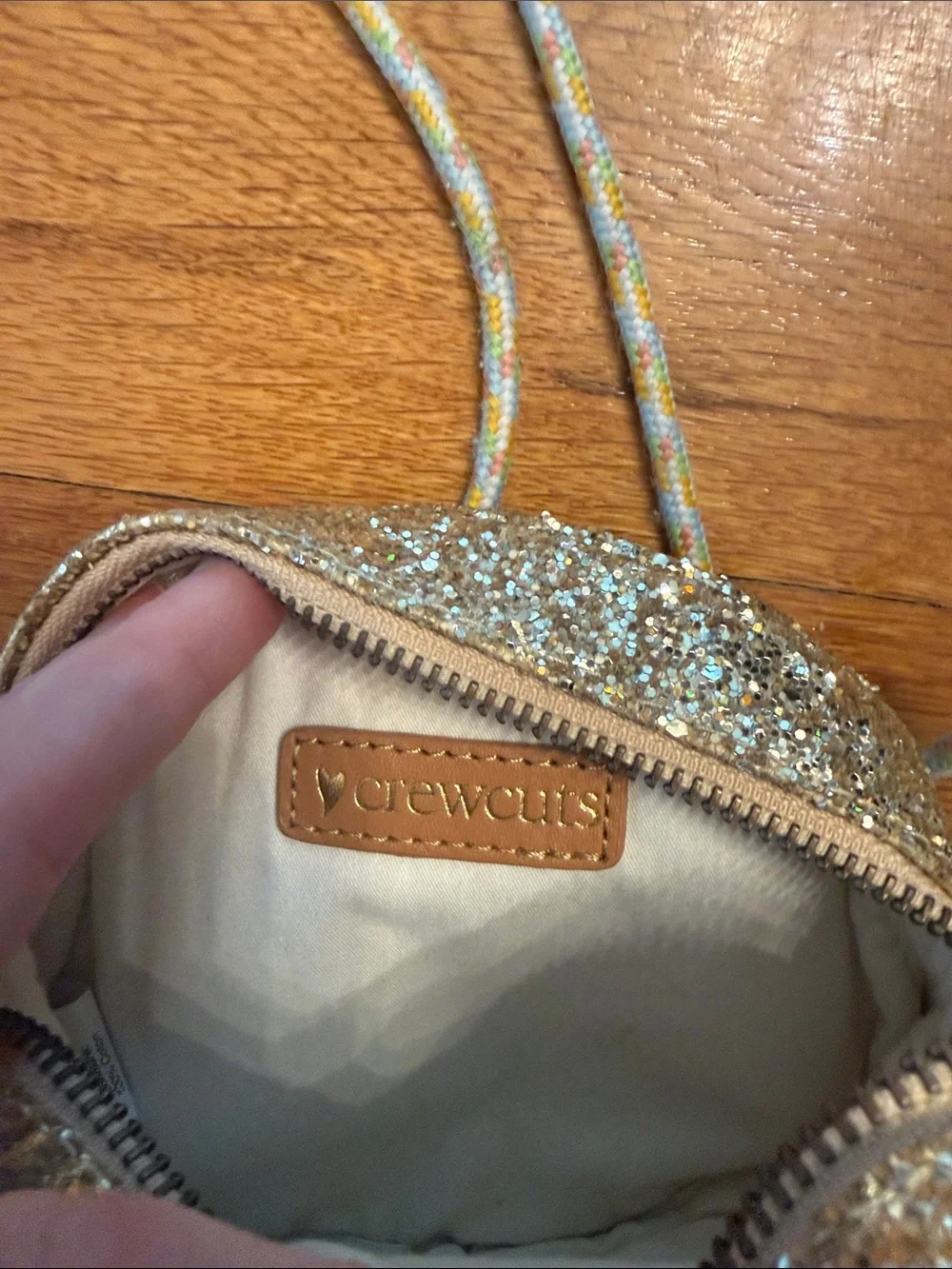 Glitter Crewcuts Heart-Eyes Emoji Crossbody Bag for Kids - Gold and Red